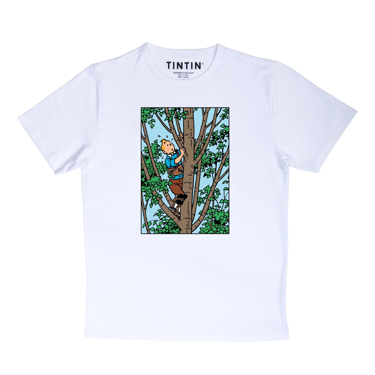 Tintin climbing white t-shirt