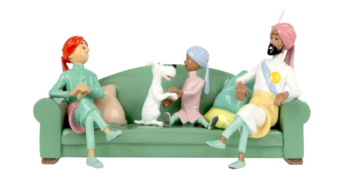 Tintin couch scene metal figurine