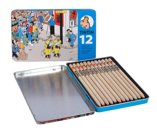Colored pencils metal box Lotus