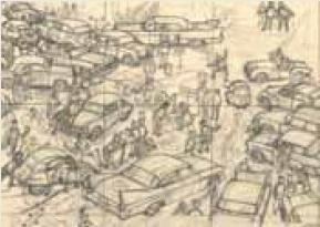 Rallye sketch postcard