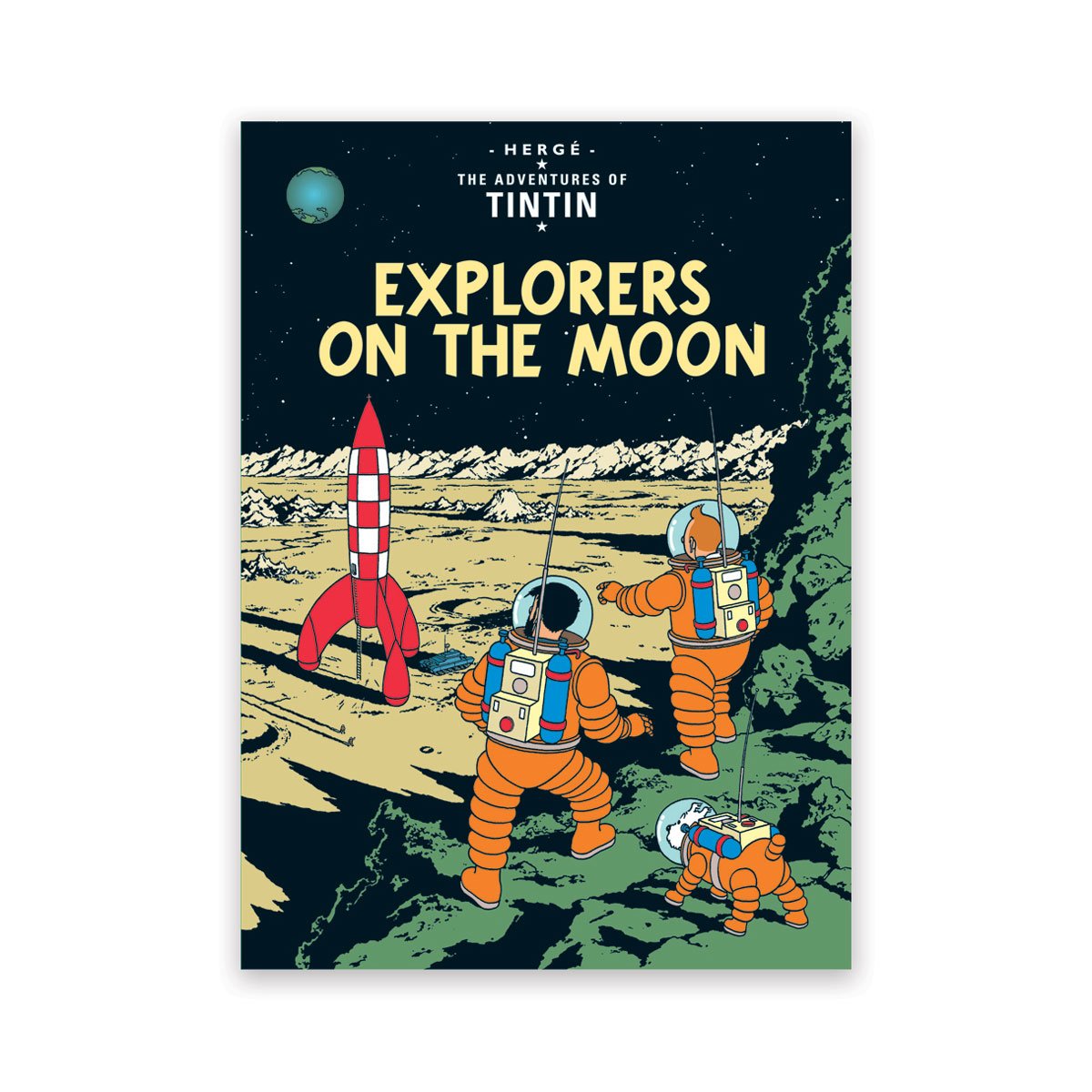 Tintin book postcards Moon
