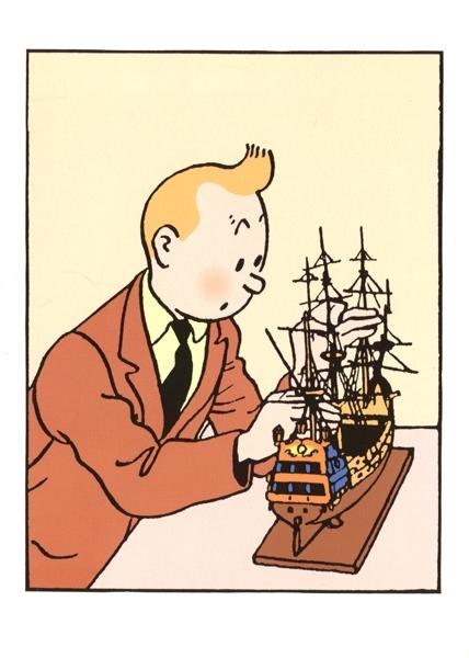 Tintin boat greeting card