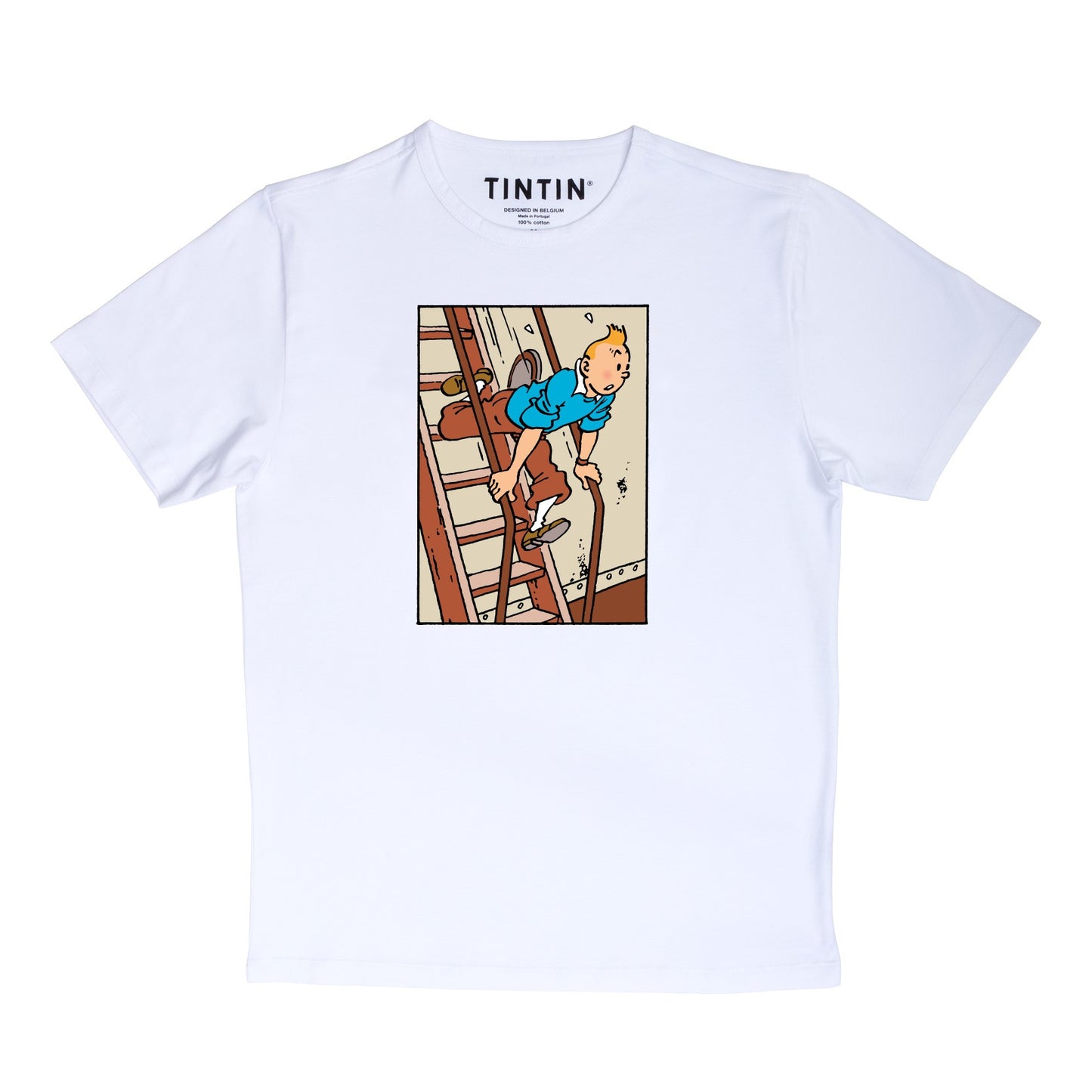 Tintin staircase white t-shirt