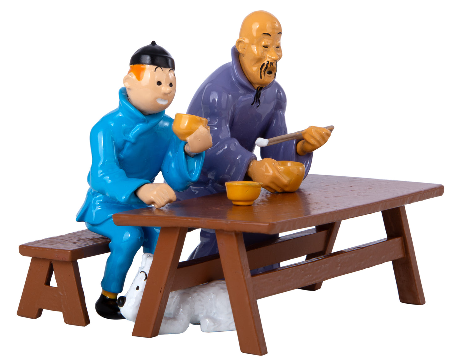 Tintin lunch scene Blue Lotus metal figurine