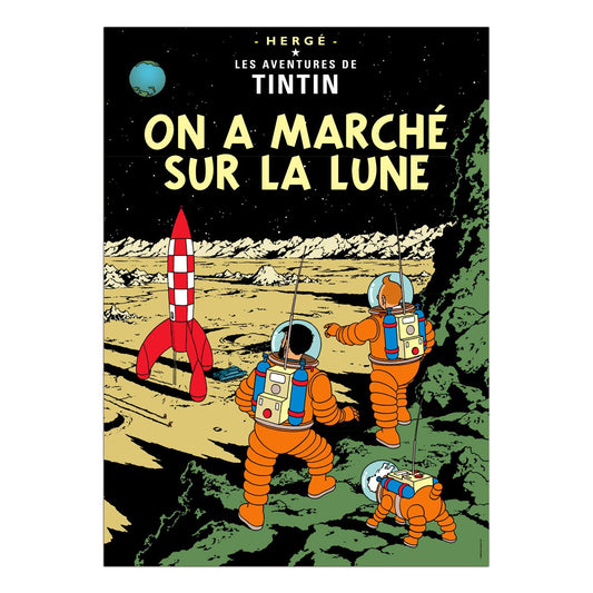 Tintin book postcards Moon