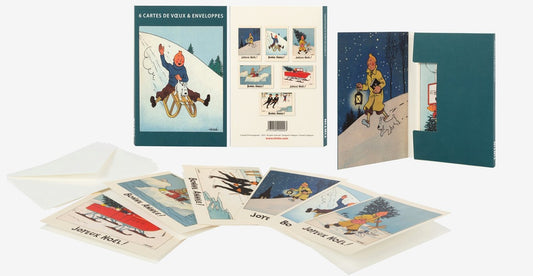 Set of 6 double postcards - Tintin & Snowy