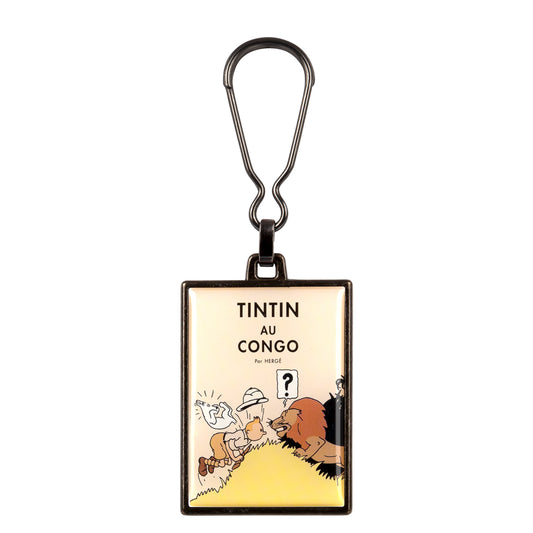 Tintin in the Congo colorized metal keyring
