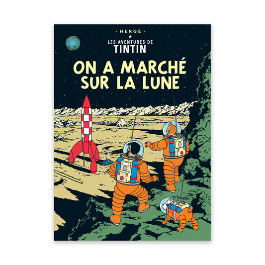 Tintin book postcards Moon