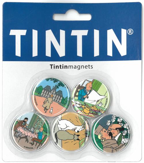 Set of 5 round Tintin magnets