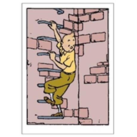Tintin climbing greeting card