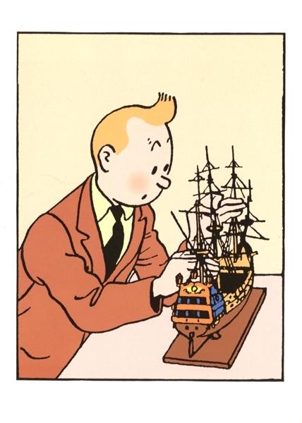 Tintin boat greeting card