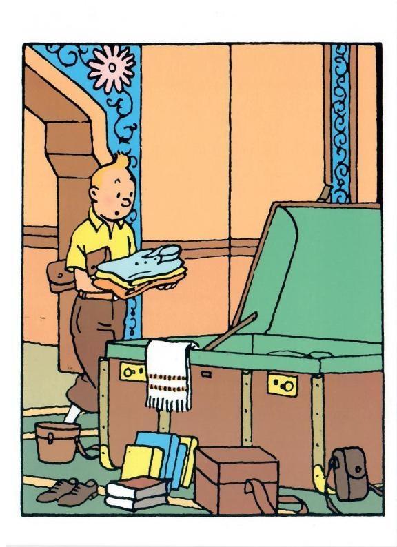Tintin trunk greeting card